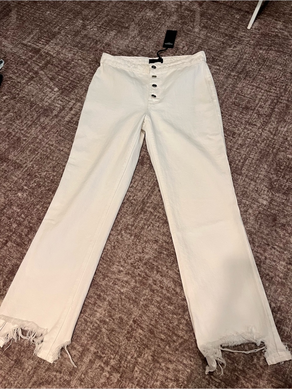 RtA White Denim Button-Fly Jeans